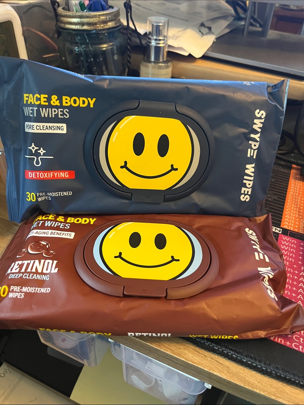Face & Body Wet Wipes Duo Pack — Blue & Brown — Unbranded
